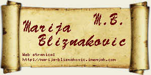 Marija Bliznaković vizit kartica